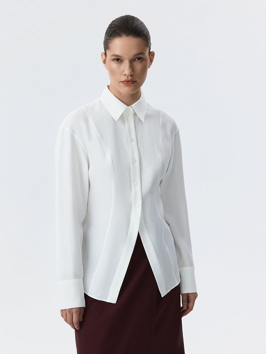Приталенная рубашка из вискозы: фото №3