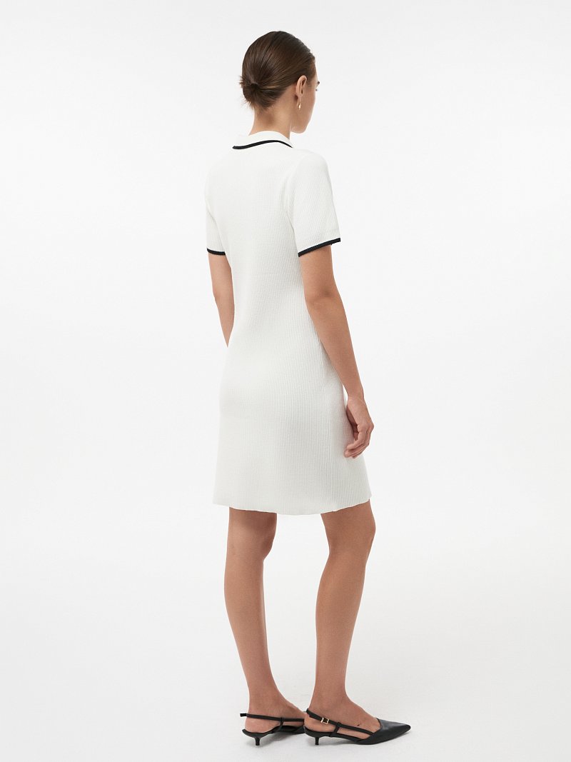 Платье-поло из трикотажа в рубчик