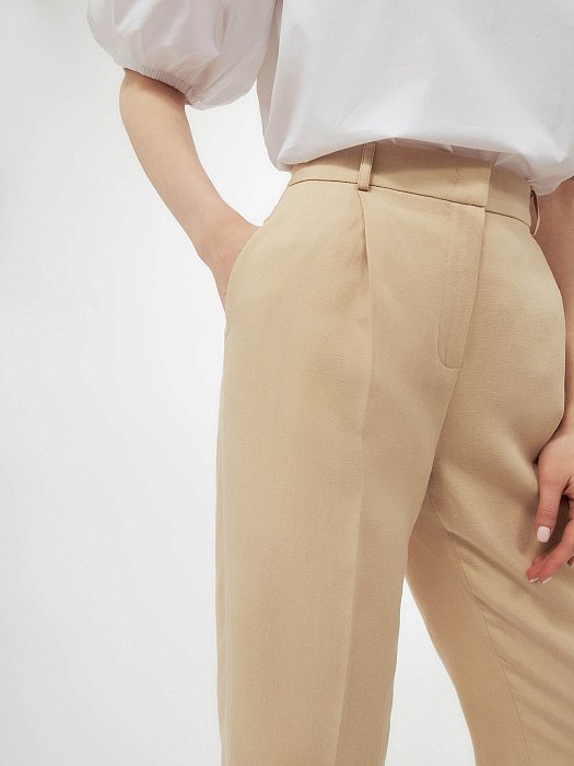 Прямые брюки из тенсела и льна: фото №3