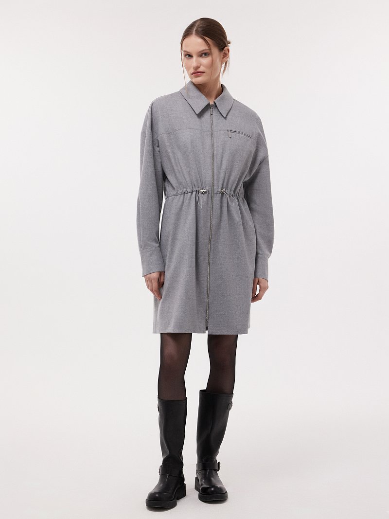 Платье-рубашка на молнии