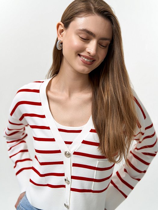 Укороченный кардиган в полоску: фото №4