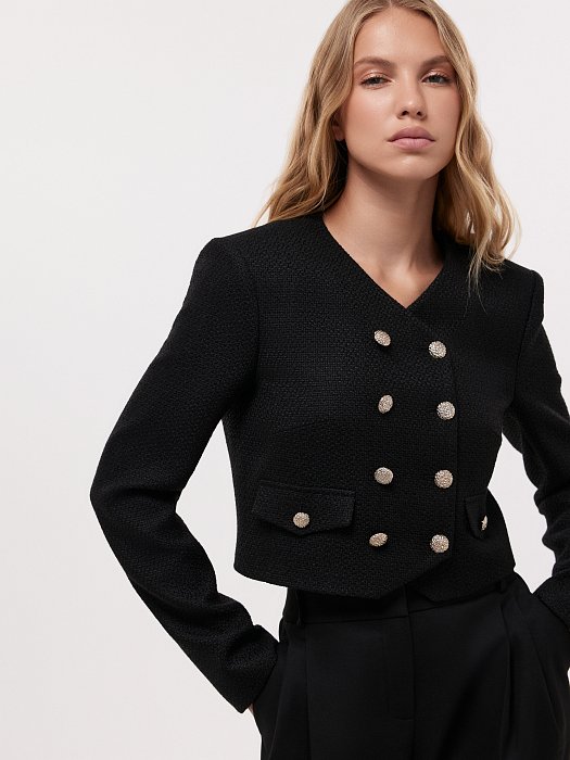 Укороченный жакет из твида: фото №3