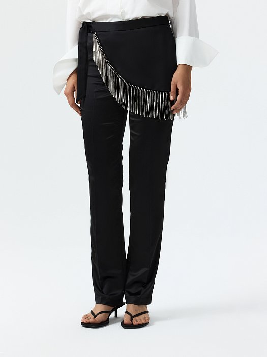 Атласные брюки со съемной баской: фото №4