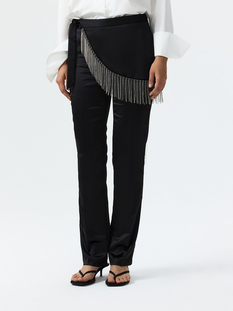 Атласные брюки со съемной баской