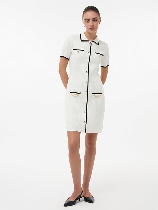 Платье-поло из трикотажа в рубчик: фото №2
