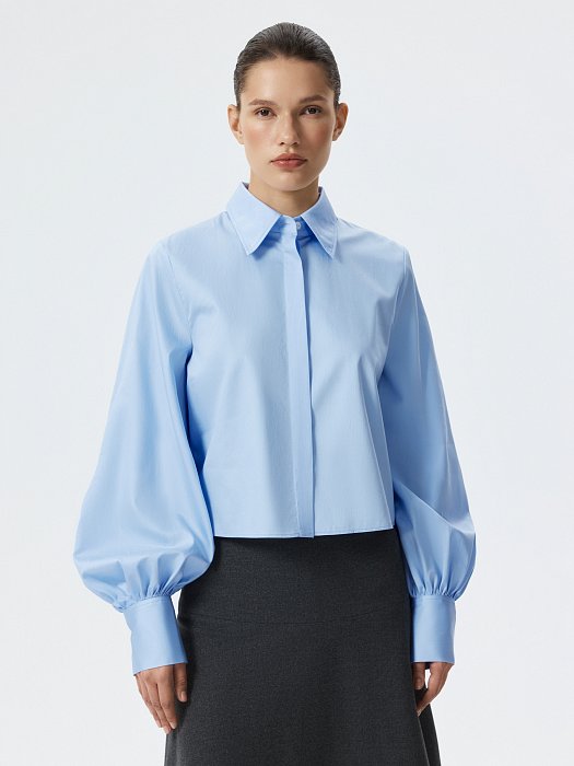 Укороченная рубашка из хлопка: фото №2