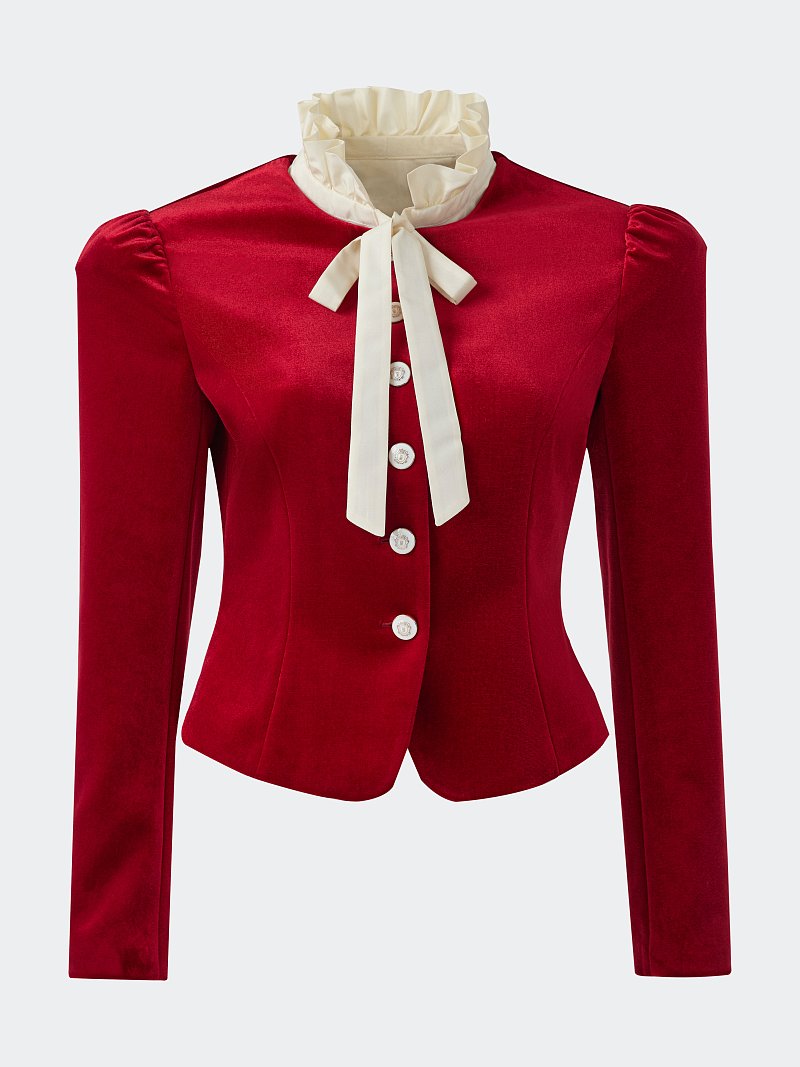 Бархатный жакет со съемным воротником