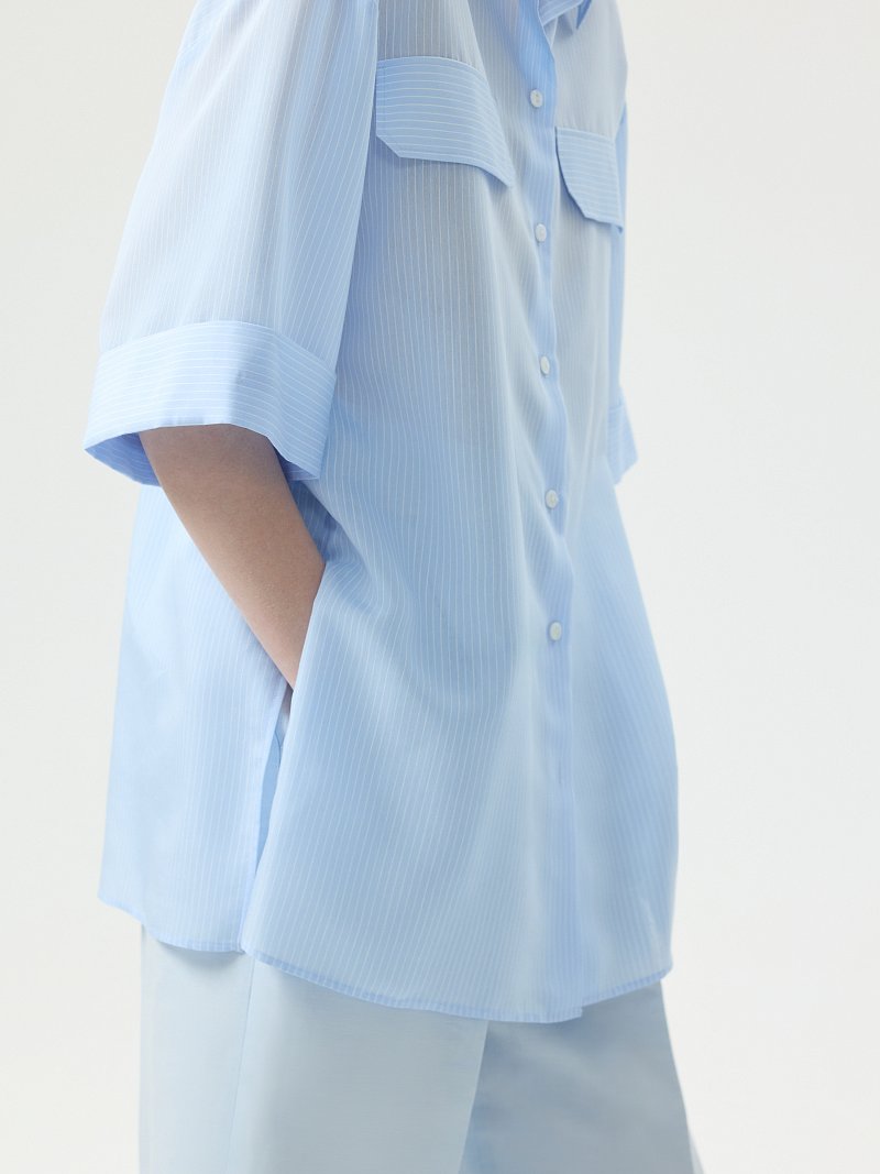 Рубашка из тонкой вискозы в полоску