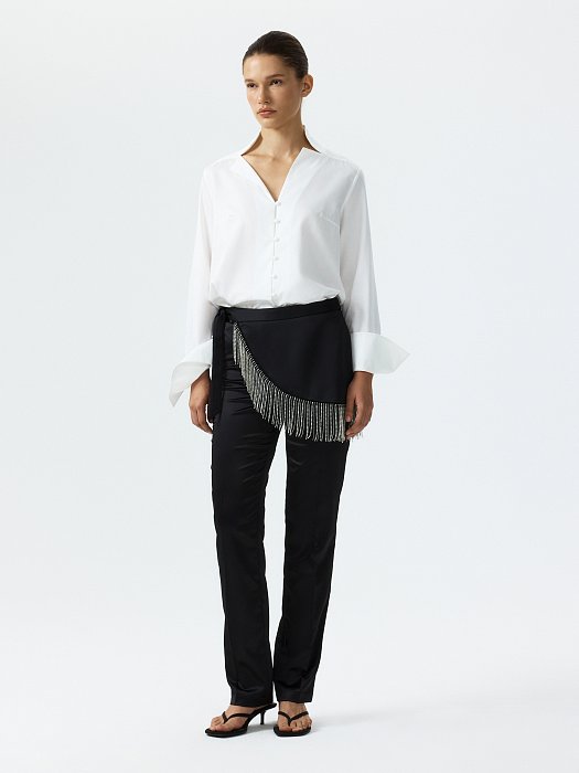 Атласные брюки со съемной баской: фото №2