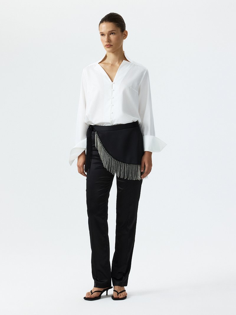 Атласные брюки со съемной баской