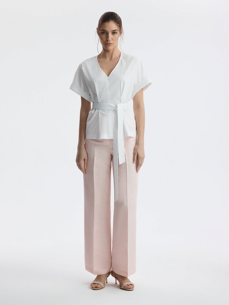 Блуза из хлопка с поясом