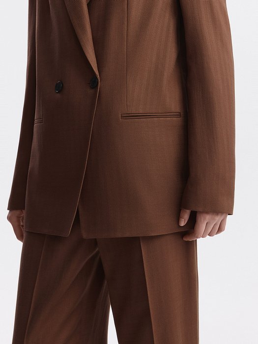 Двубортный жакет из тенселя и льна: фото №3