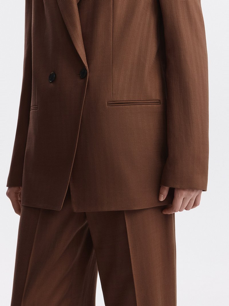 Двубортный жакет из тенселя и льна