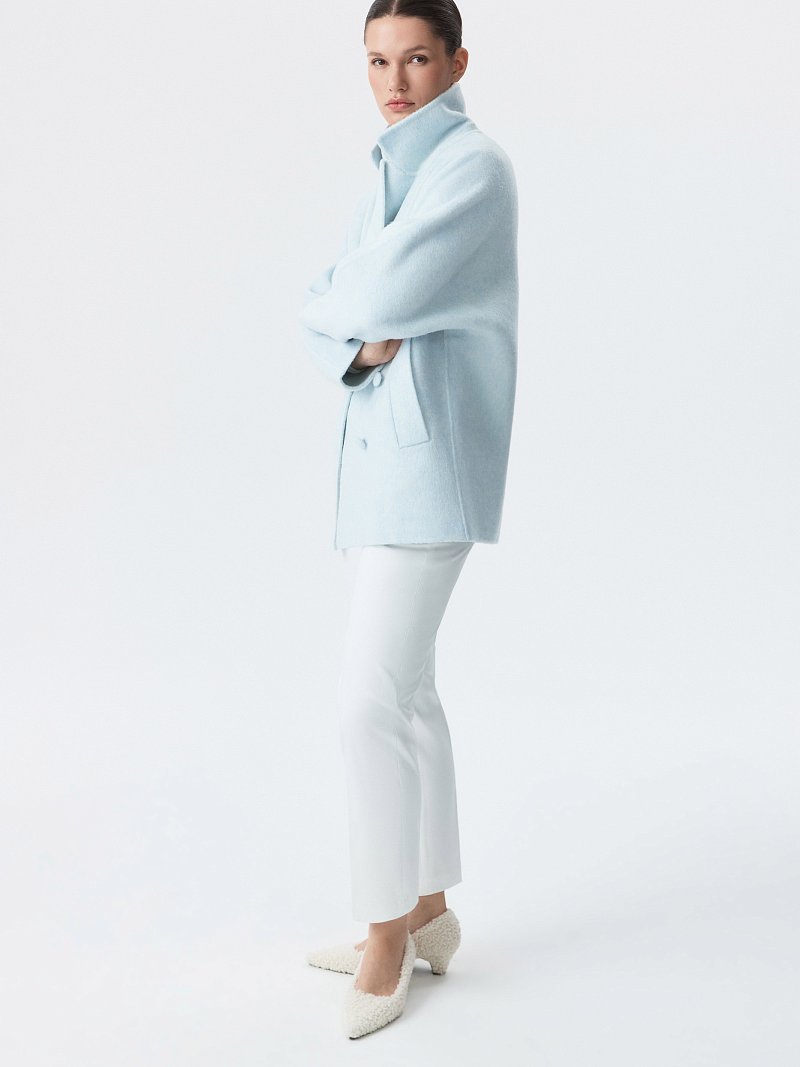 Двубортное укороченное пальто (Р158)