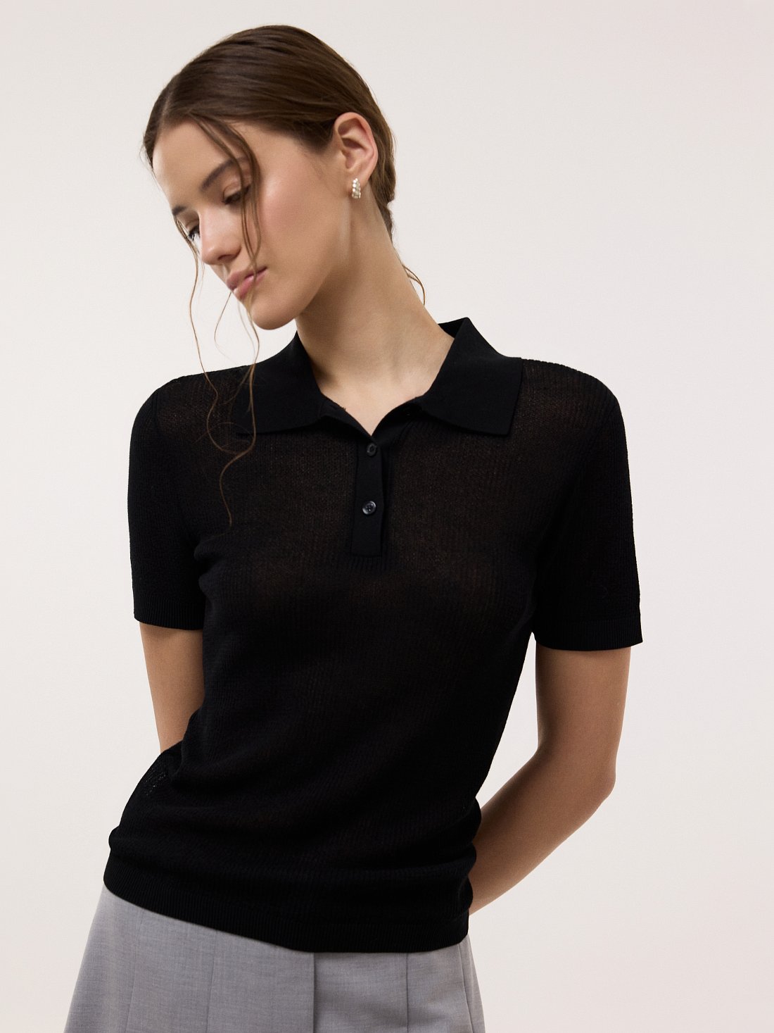 Сетчатое поло с короткими рукавами: фото №1