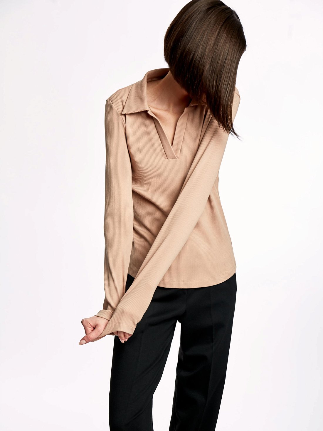 Джемпер-поло в рубчик : фото №1