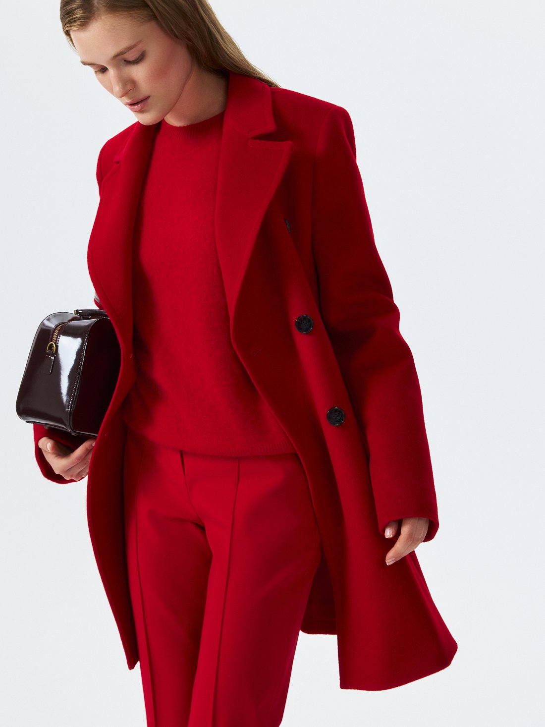 Приталенное пальто из 100% шерсти: фото №1