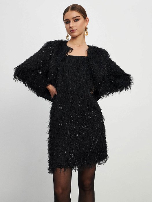 Платье на бретелях из фактурной ткани: фото №7