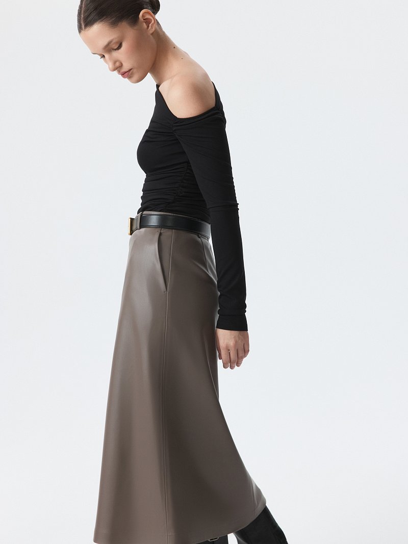 Юбка-миди из экокожи