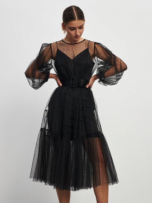 Платье-миди из полупрозрачной ткани: фото №5