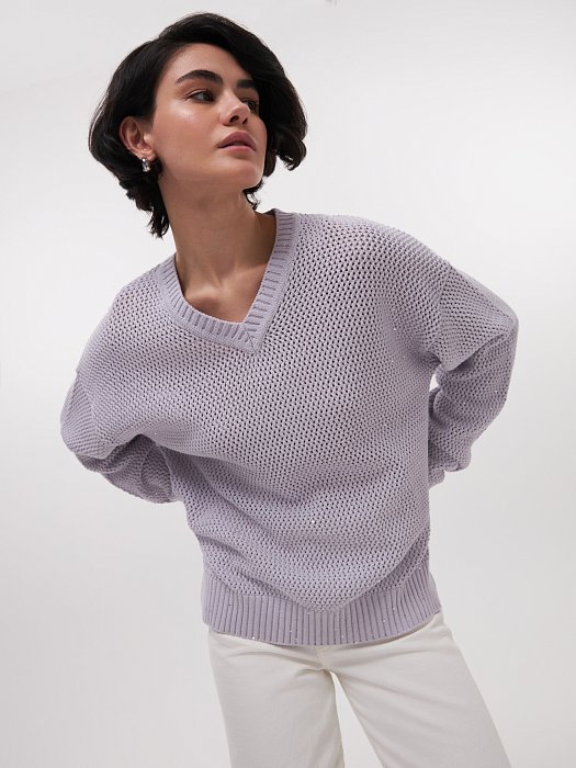 Вязаный пуловер с пайетками: фото №3