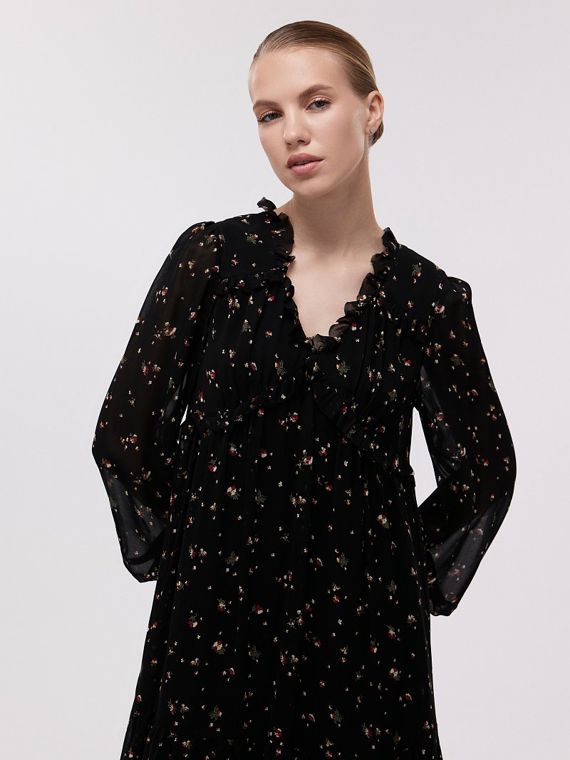 Платье из шифона с принтом