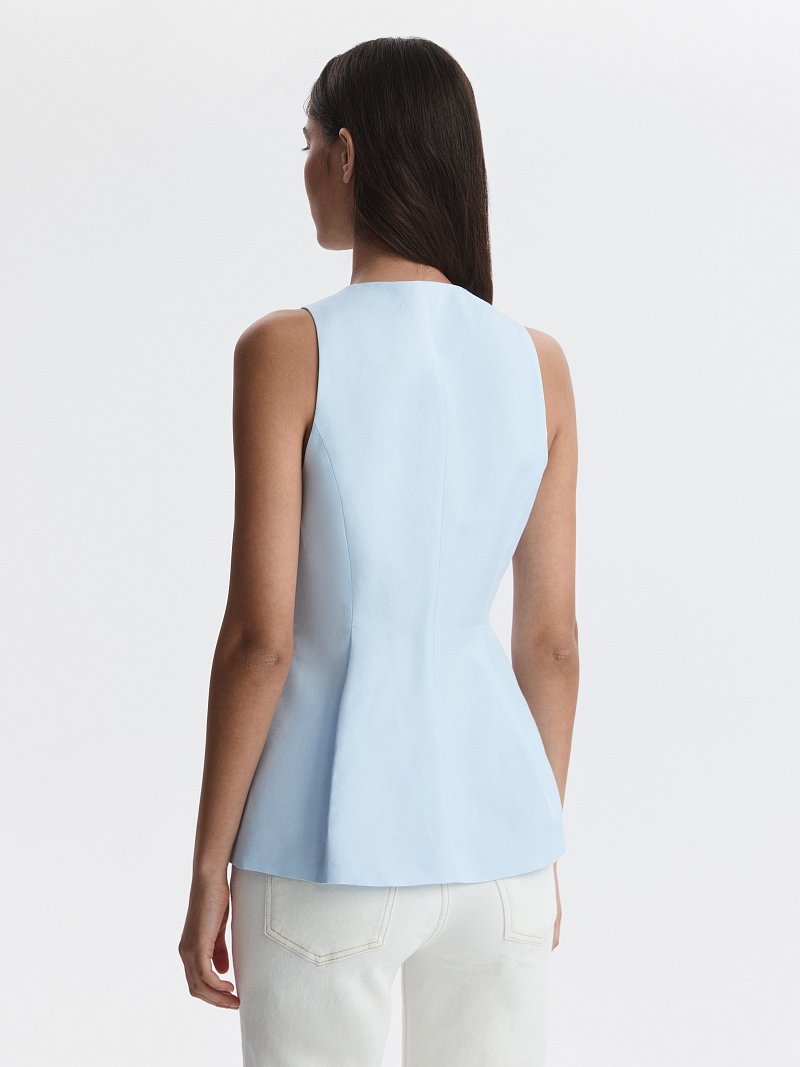 Льняной жилет с баской (Р158)