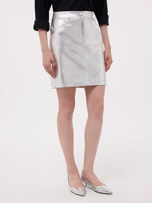 Юбка-мини с серебристым напылением: фото №2