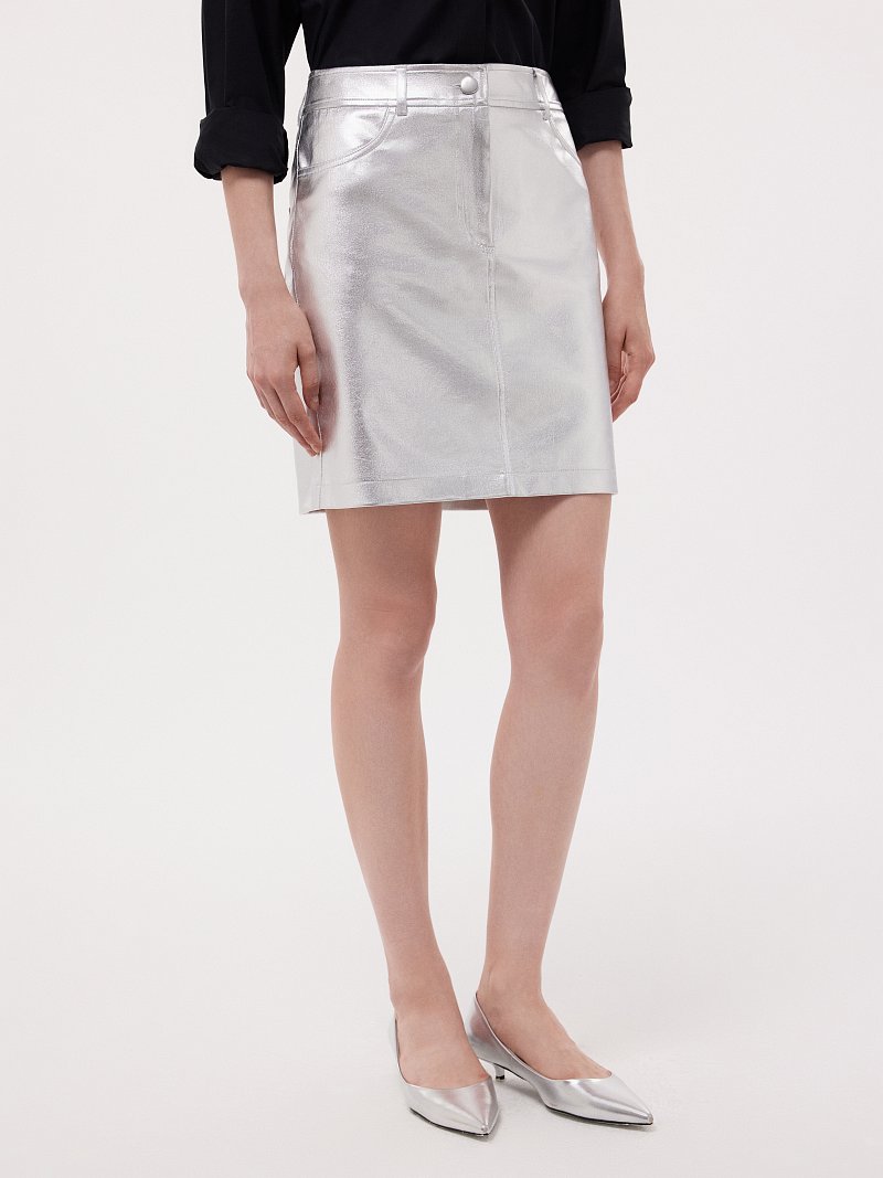 Юбка-мини с серебристым напылением
