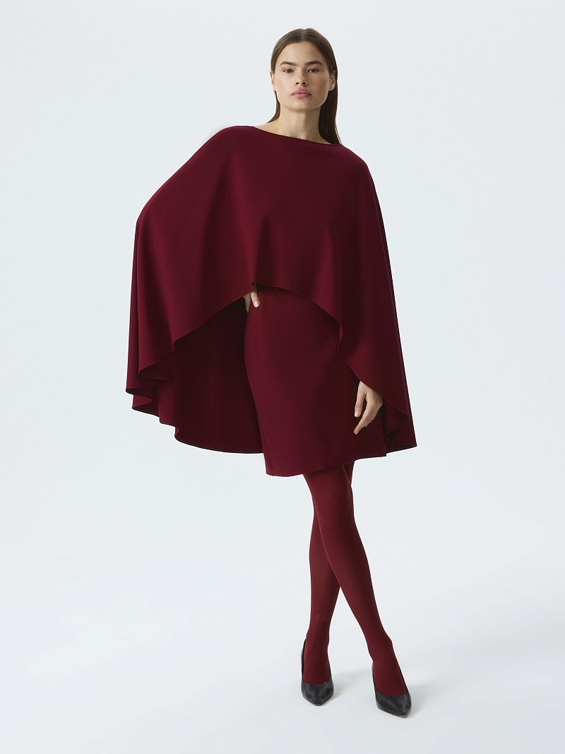 Трикотажное платье-мини с пончо