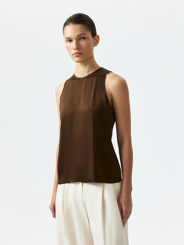 Атласный топ прямого кроя