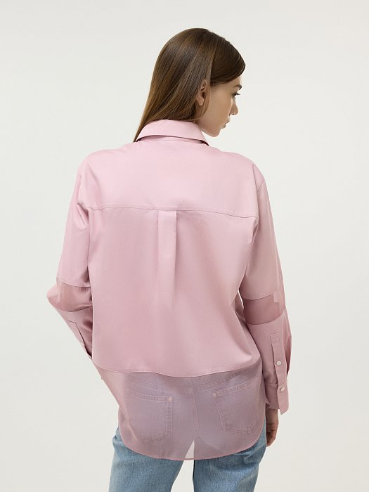 Хлопковая рубашка с органзой: фото №4