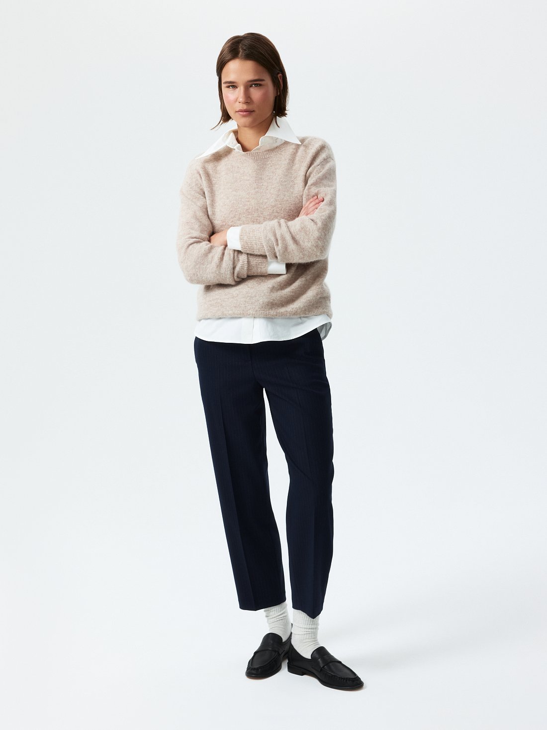 Укороченные брюки в полоску: фото №1