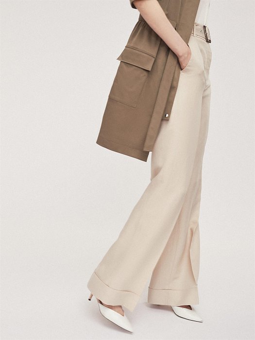 Брюки широкого кроя из смесового льна: фото №4