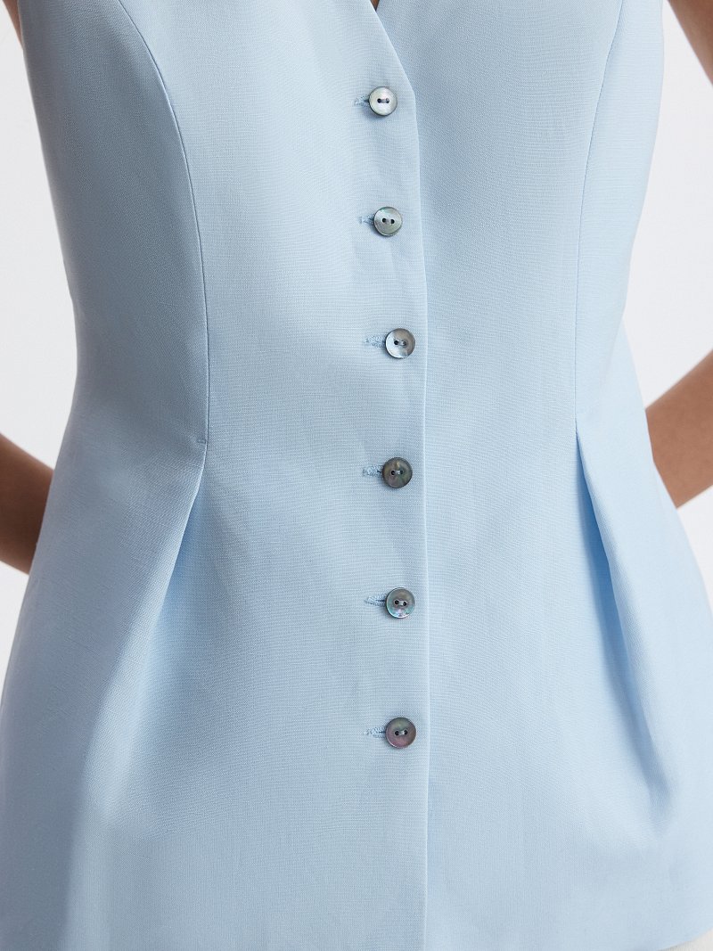 Льняной жилет с баской (Р158)