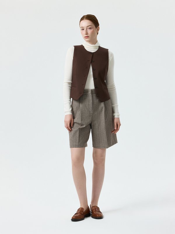 Шорты из твида «в елочку»