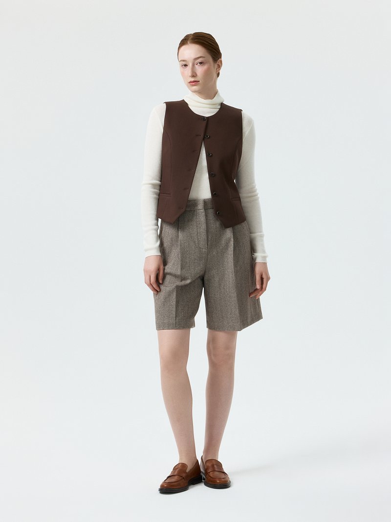 Шорты из твида «в елочку»