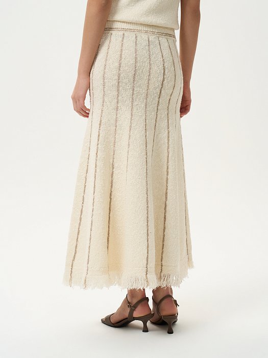 Вязаная юбка из хлопка с бахромой: фото №4