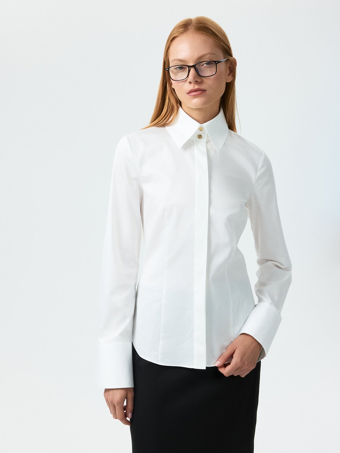 Приталенная блуза из хлопка (Р158): фото №1