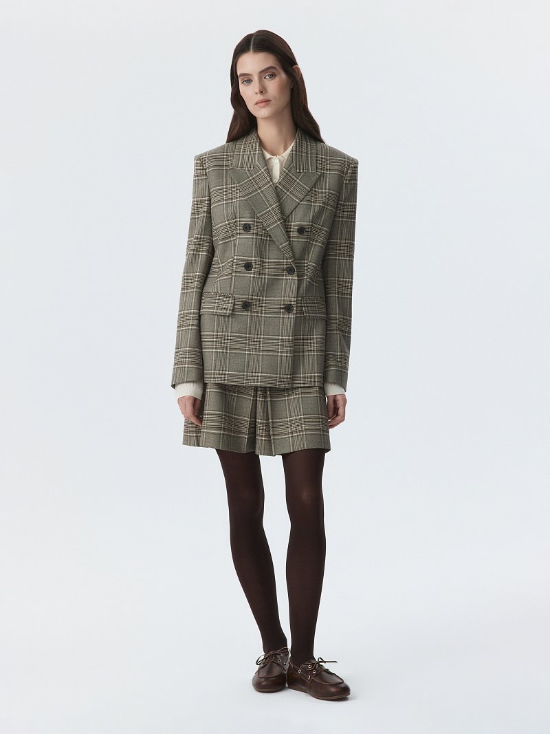Двубортный жакет в клетку
