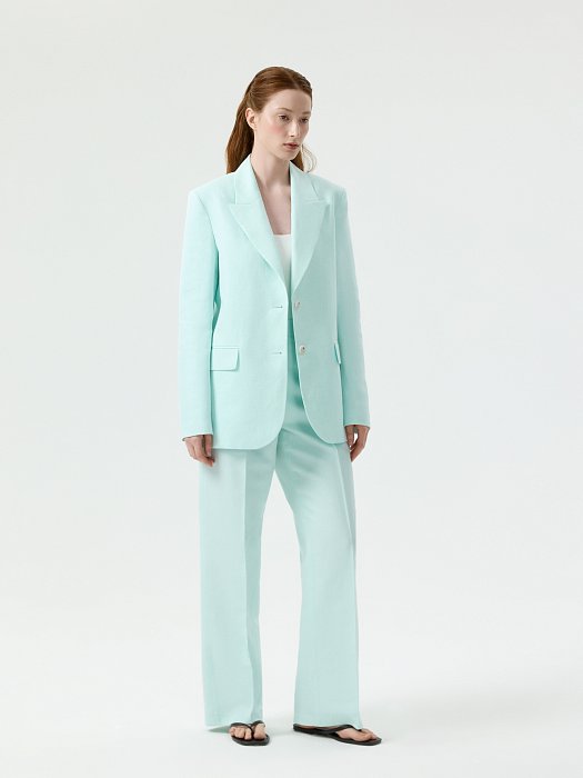 Прямой жакет из смесового льна: фото №2