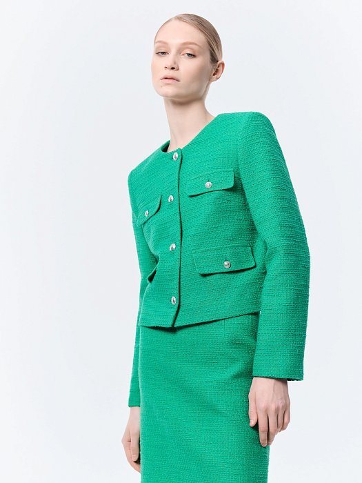 Укороченный жакет из твида: фото №3