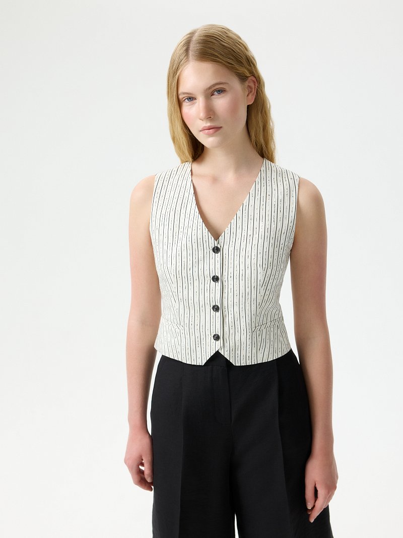 Укороченный жилет в полоску