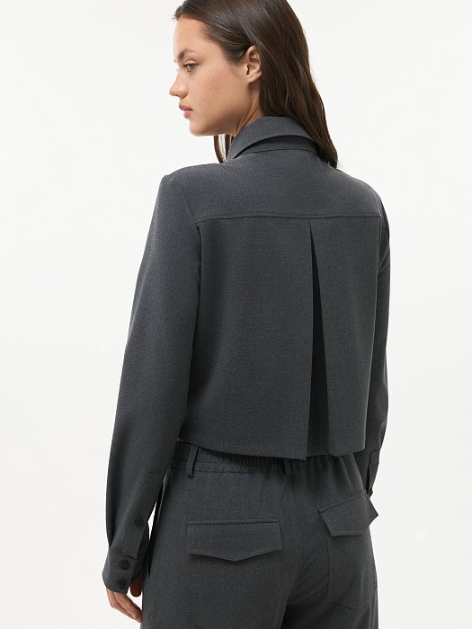 Рубашка укороченная из костюмной ткани: фото №5