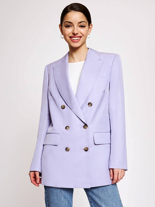 Двубортный жакет из вискозы и льна: фото №5