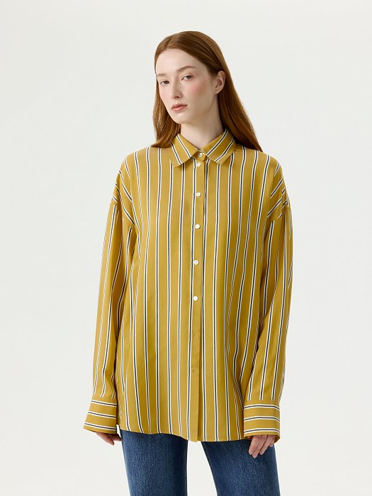 Рубашка из вискозы в полоску: фото №6