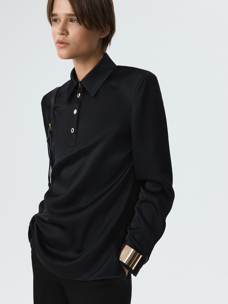 Атласная блуза-поло (Р158)