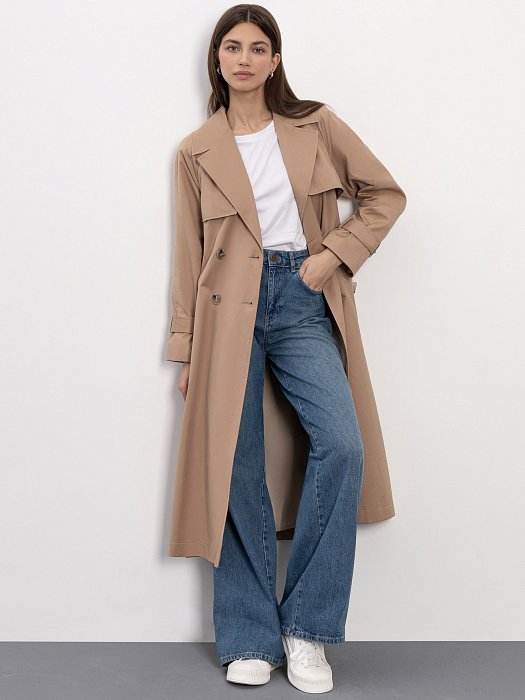 Плащ из хлопка с поясом: фото №7